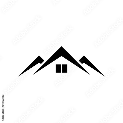 House real estate logo design. Roof logo isolated on white background