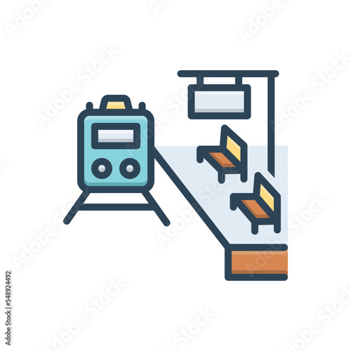 Color illustration icon for station