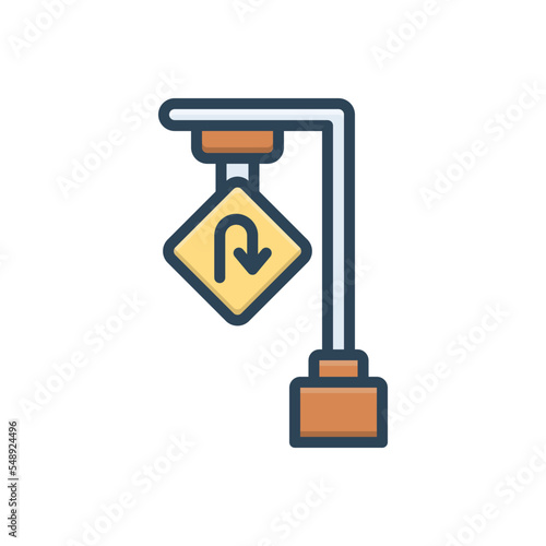Color illustration icon for turn