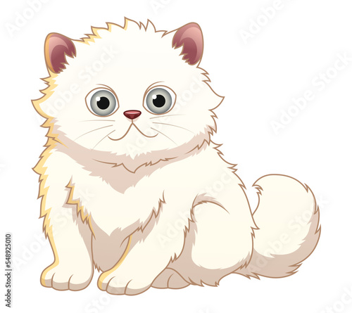 Little Persian Cat Cartoon Animal Illustration