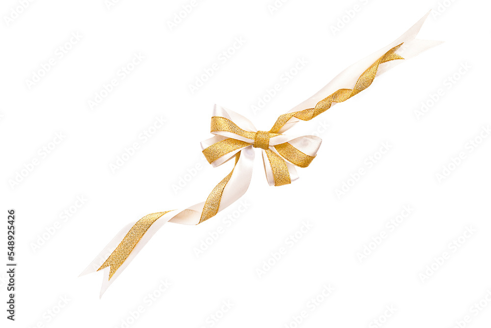 beautiful white and gold bow on a transparent background beautiful white and gold bow on a transparent background