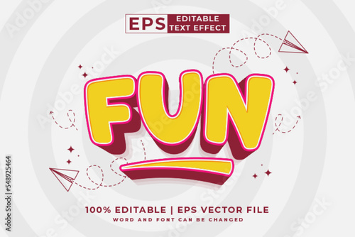Editable text effect fun 3d Cartoon cute style premium vector