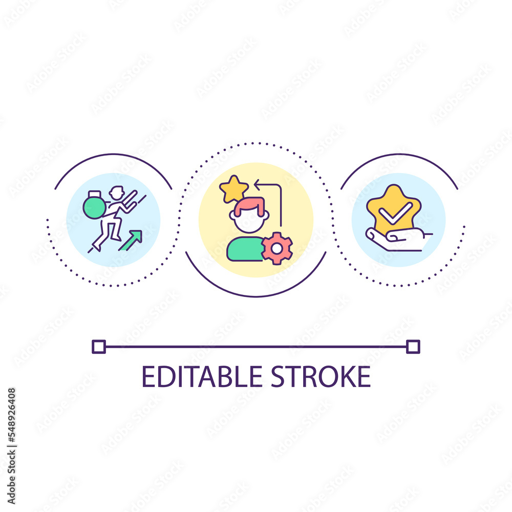 Training loop concept icon. Self development. Achieve goals. Personal growth. Hard working abstract idea thin line illustration. Isolated outline drawing. Editable stroke. Arial font used Training loop concept icon. Self development. Achieve goals. Personal growth. Hard working abstract idea thin line illustration. Isolated outline drawing. Editable stroke. Arial font used