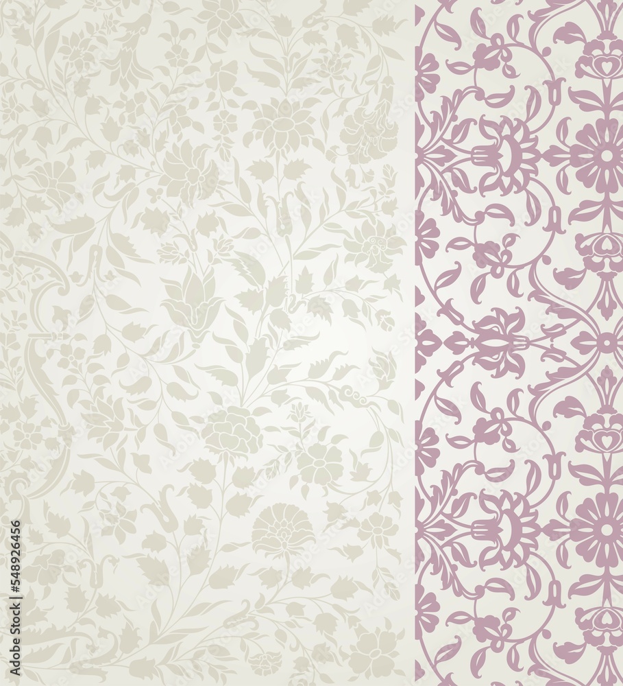 Obraz premium wedding card design, traditional paisley floral pattern , royal India 