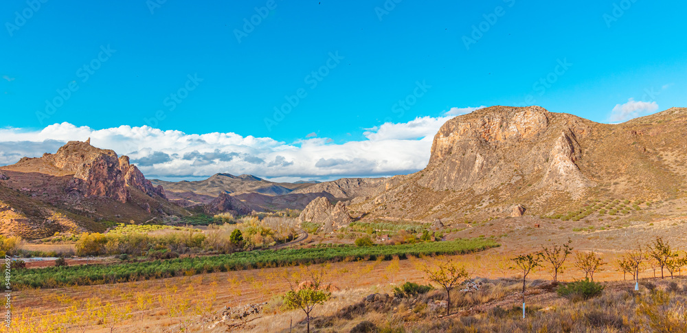 Panoramic landscape of Zaragoza province,  Morata de Jalon,  Canyon de Jalon