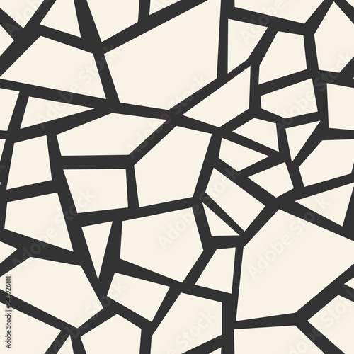 Seamless pattern with geometric chaotic tiles. Abstract modern endless background. Vector illustration.