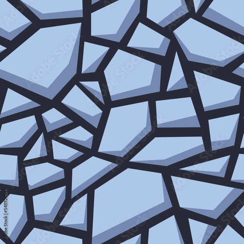 Seamless pattern with geometric chaotic tiles. Abstract modern endless background. Vector illustration.