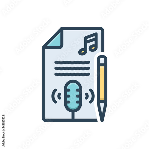 Color illustration icon for transcription 