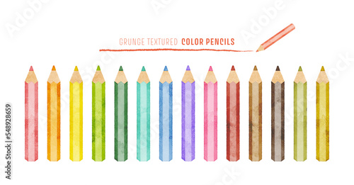 watercolor pencils illustration on white background