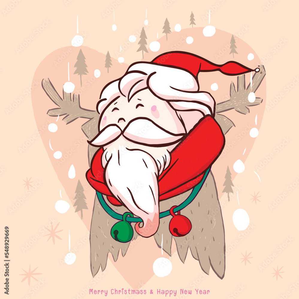 Obraz premium santa face of smile with 25 snowing. it mean to day 25 on december every year is day of family
