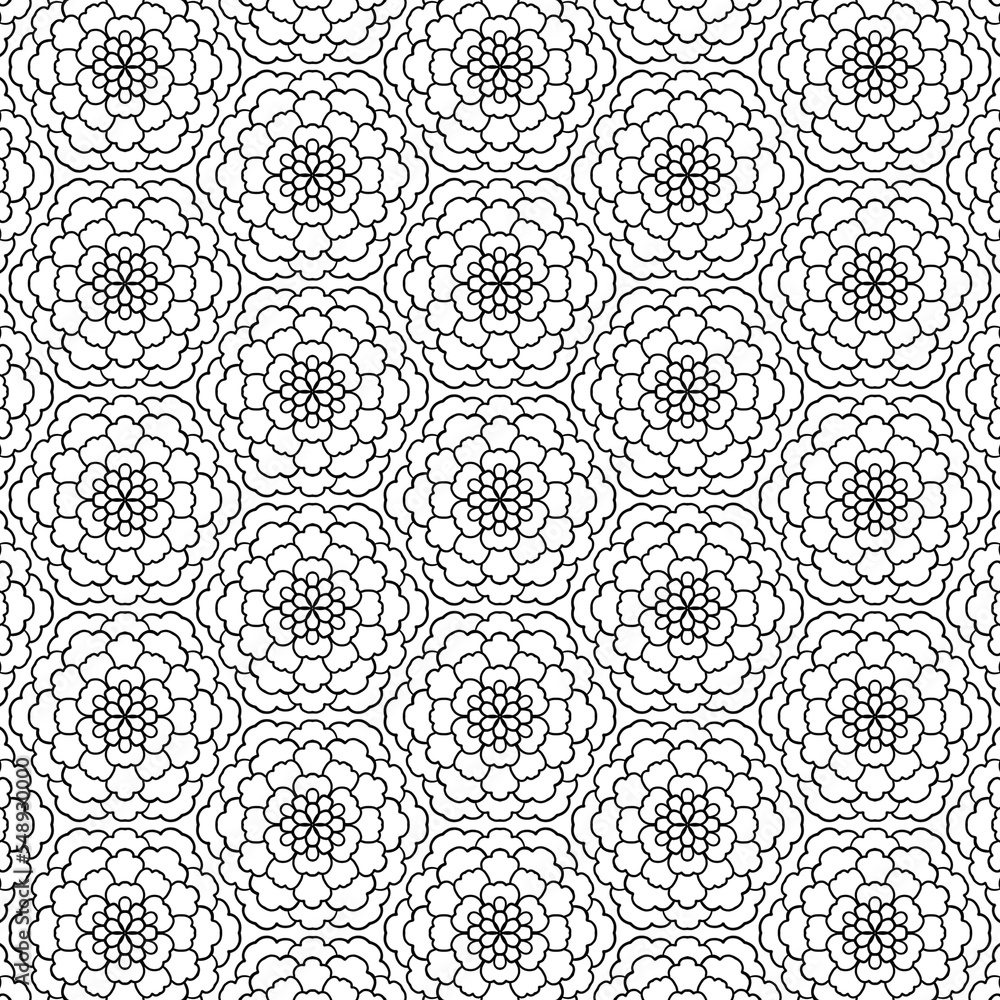 Black and white mystical florals pattern. Black and white mystical florals pattern.