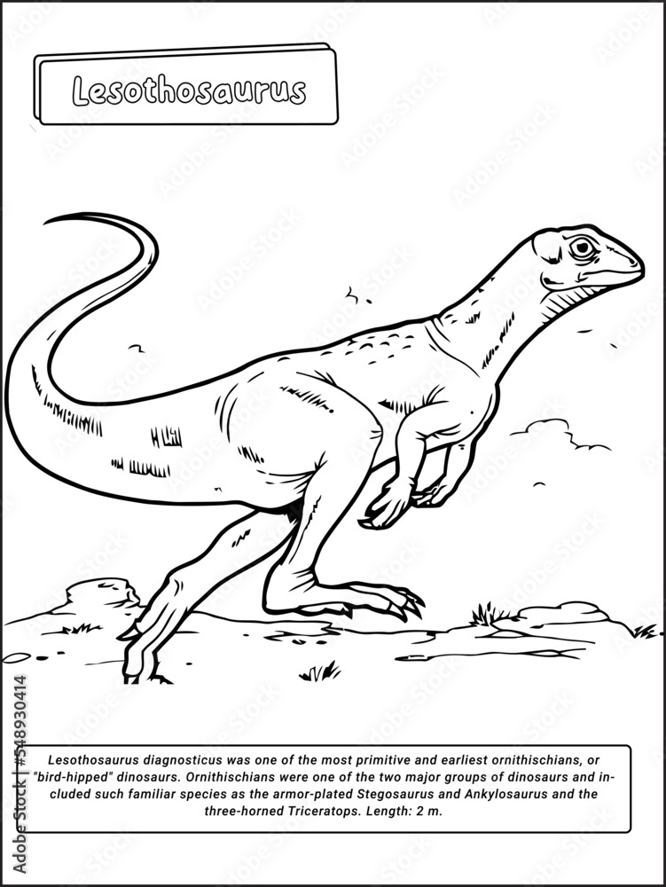 Dinosaur Coloring Page for kids Stock Vector | Adobe Stock