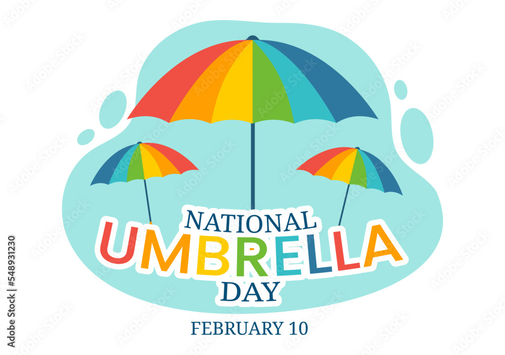 National Umbrella Day Celebration on February 10th to Protect us from Rain and Sun in Flat Cartoon Hand Drawn Template Illustration National Umbrella Day Celebration on February 10th to Protect us from Rain and Sun in Flat Cartoon Hand Drawn Template Illustration