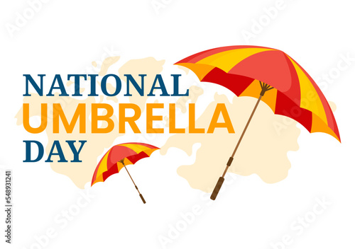National Umbrella Day Celebration on February 10th to Protect us from Rain and Sun in Flat Cartoon Hand Drawn Template Illustration