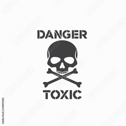 symbol of toxic, skull, danger icon, vector art.