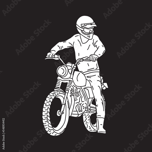 dirt bike rider vintage illustrative