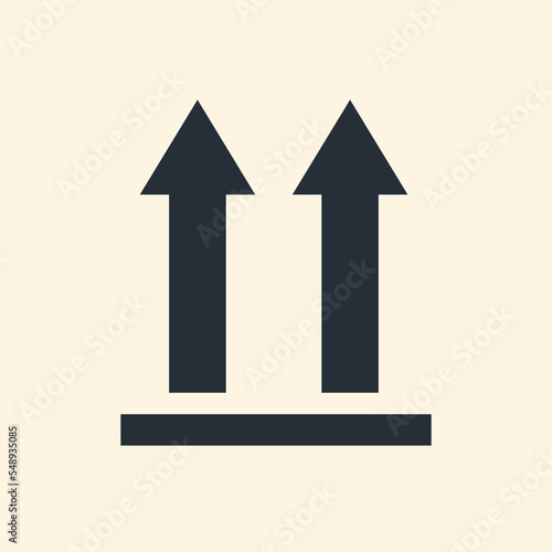 This side up icon. Arrows warning sign. Packaging symbol. Vector icon.