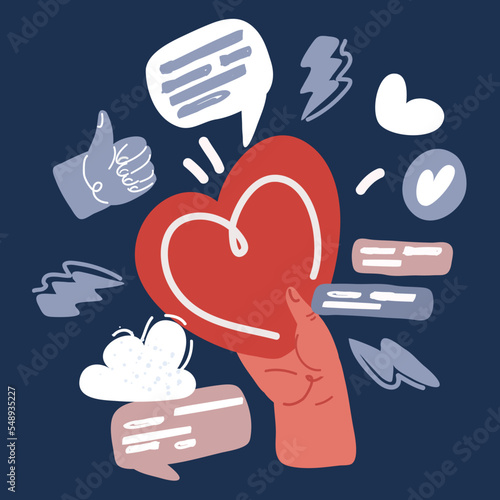 Cartoon vector illustration of Healthcare hands holding heart