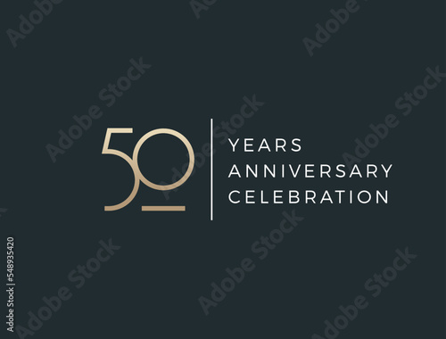 Fifty years celebration event. 50 years anniversary sign. Vector design template.
 photo