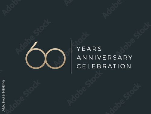 Sixty years celebration event. 60 years anniversary sign. Vector design template.
