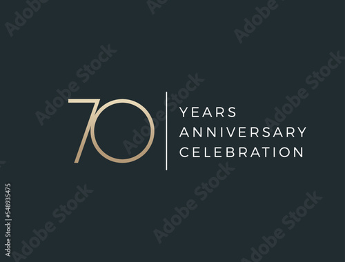 Seventy years celebration event. 70 years anniversary sign. Vector design template.
