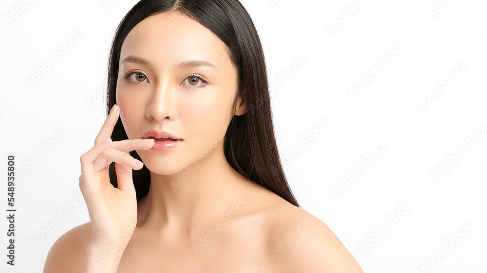 Beautiful young asian woman with clean fresh skin on white background, Face care, Facial treatment, Cosmetology, beauty and spa, Asian women portrait. Beautiful young asian woman with clean fresh skin on white background, Face care, Facial treatment, Cosmetology, beauty and spa, Asian women portrait.