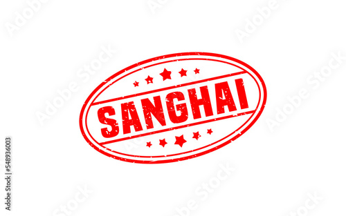 SANGHAI CHINA rubber stamp with grunge style on white background