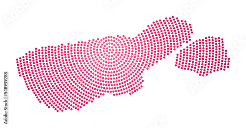 Madre de Dios Island dotted map. Digital style shape of Madre de Dios Island. Tech icon of the island with gradiented dots. Charming vector illustration.