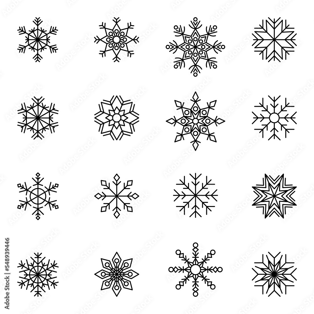 Winter snowflake silhouette collection for Christmas design Winter snowflake silhouette collection for Christmas design