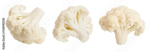 Piece of cauliflower isolated on white background macro. With
