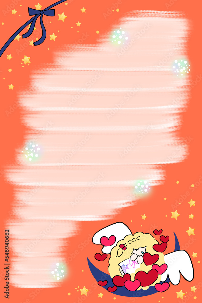 Fototapeta premium letter paper crescent moon reclining angel illustration
