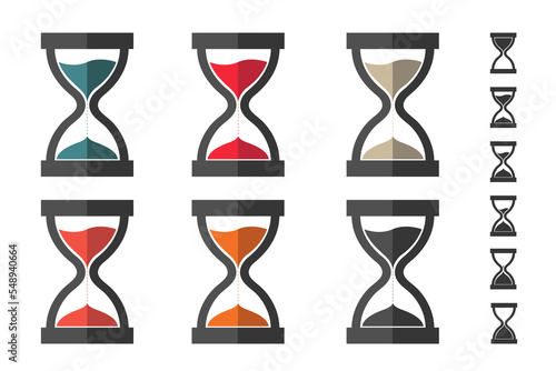Different Isolated Hourglass, Sandglass Illustration Icons Set