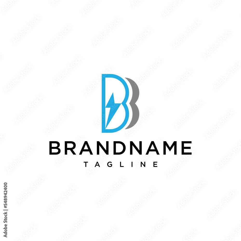 Letter B Bolt logo design vector template