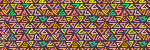Grunge doodles pattern. Tribal simple ornament seamless pattern. Grunge ethnic background. Simple doodle pattern. Modern fabric design. 80s or 90s clothes fabric. Contemporary ornaments.