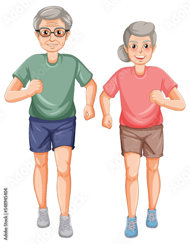 Happy senior couple jogging