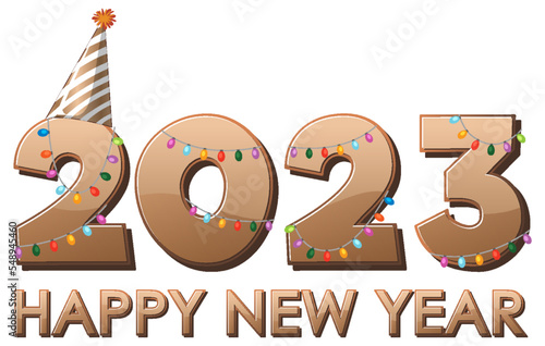 Happy New Year 2023 text for banner design