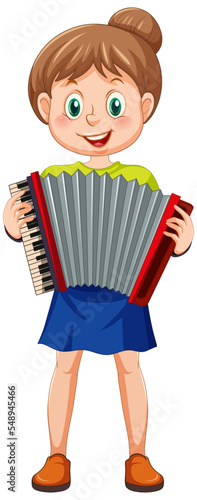 A girl playing accordion musical instrument