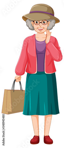 Senior woman holding shopping bag