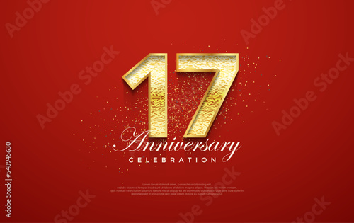 17 th anniversary number, for a birthday celebration. premium vector backgrounds.