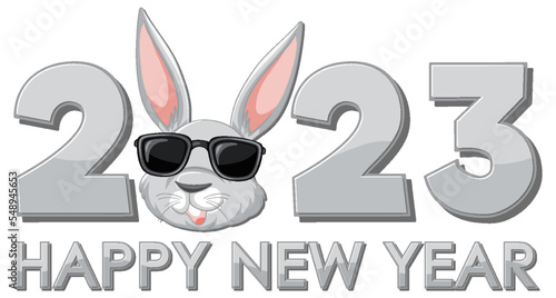 Happy New Year 2023 text for banner design