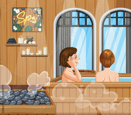 People in sauna steam room