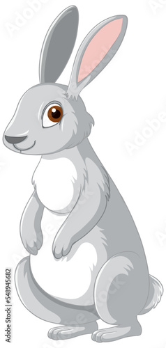 Cute grey rabbit cartoon character