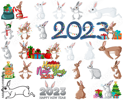 Set of 2023 new year element icon
