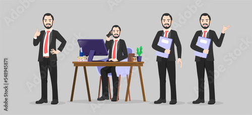 office man worker character vector design presentation in various action