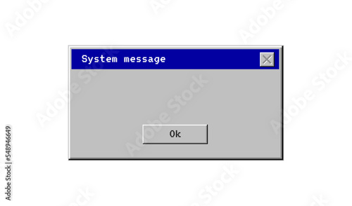 Retro computer window. Old user interface warning message. Retro browser and error message popup