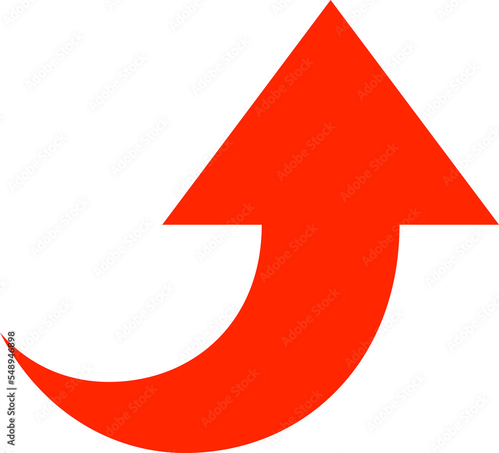 Flat style illustration of going up red arrow icon isolated Flat style illustration of going up red arrow icon isolated