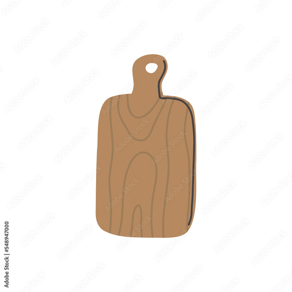 Wooden cutting board. Hand drawn kitchenware clipart. Cartoon handdrawn cookware tool Wooden cutting board. Hand drawn kitchenware clipart. Cartoon handdrawn cookware tool