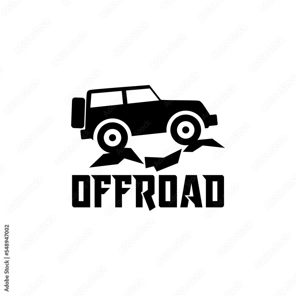 Offroad suv car logo. Off-road car icon, safari suv isolated on white background