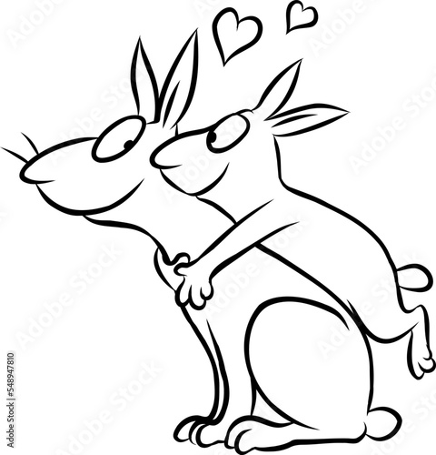 niedlicher kleiner Hase umarmt seine Mutter von Herzen und voller Zuneigung