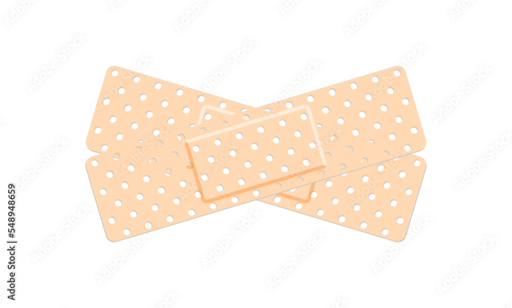 Medical plaster. First aid band plaster strip medical patch. Wound cross plastering band and porous bandage plasterers Medical plaster. First aid band plaster strip medical patch. Wound cross plastering band and porous bandage plasterers